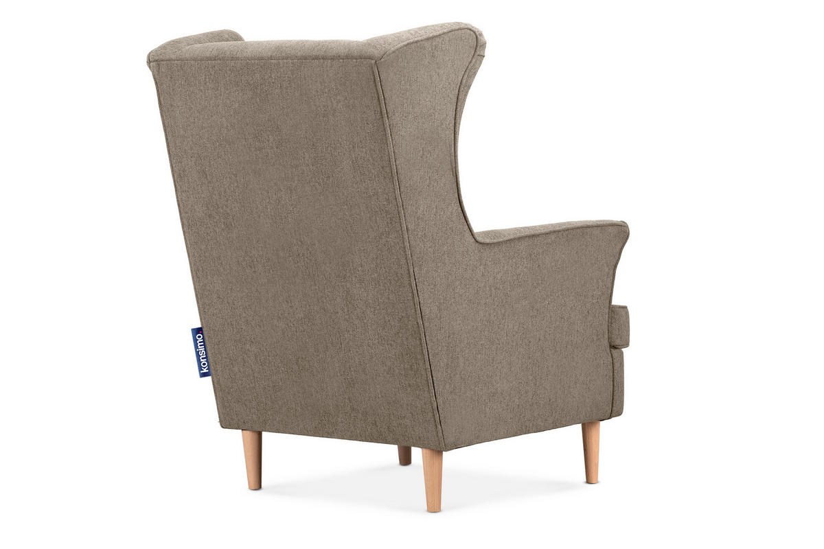 OHRENSESSEL STRALIS inklusive dekorativem Kissen, hellbraun - Hellbraun, Textil (82/108/80cm) - KONSIMO®