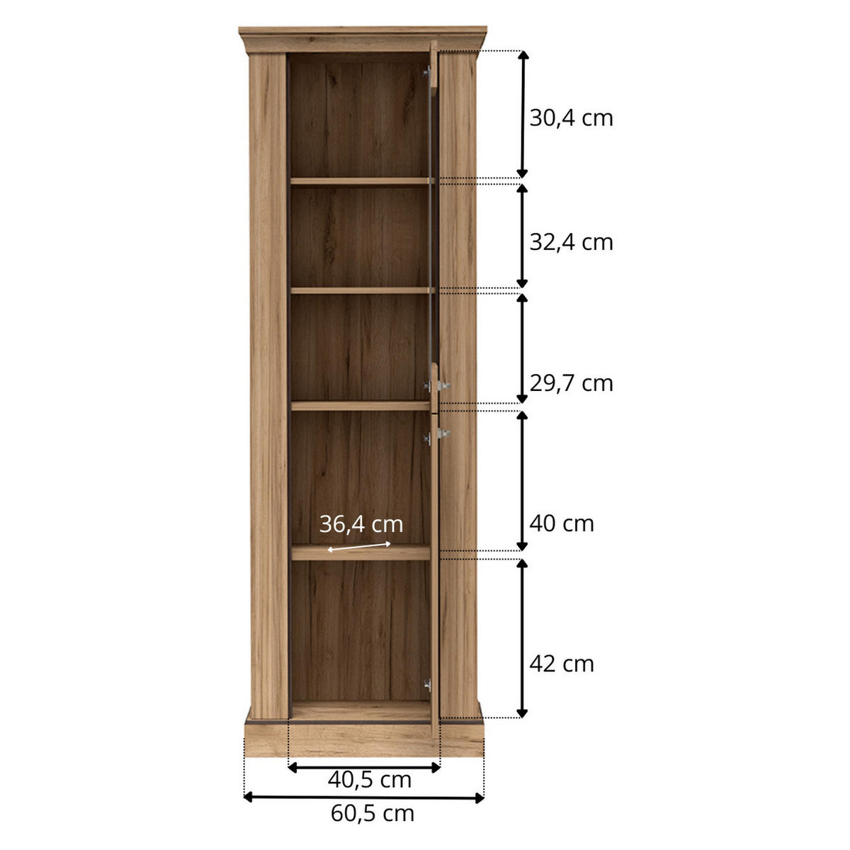 VITRINE Antica New AN-11 67 x 198 x 42 cm Kraft Gold - Wildeiche, Holzwerkstoff/Metall (67/198/42cm) - Koseto