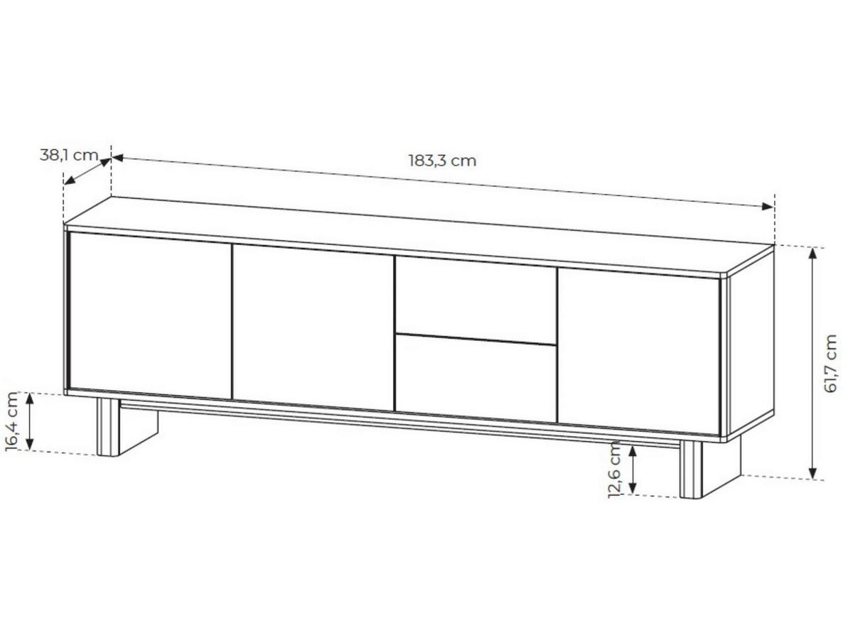 RTV-SCHRANK Buna Eiche, TV-Tisch - Eichefarben, Holzwerkstoff (183/62/38cm) - Bettso