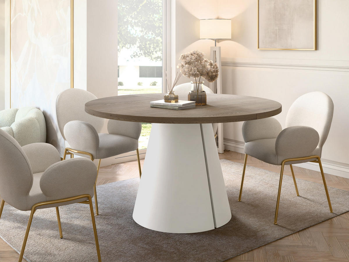 ESSTISCH Calma Cashmere 100 - Kaschmir/Eichefarben, Holzwerkstoff/Metall (100/100/76cm) - MIRJAN24