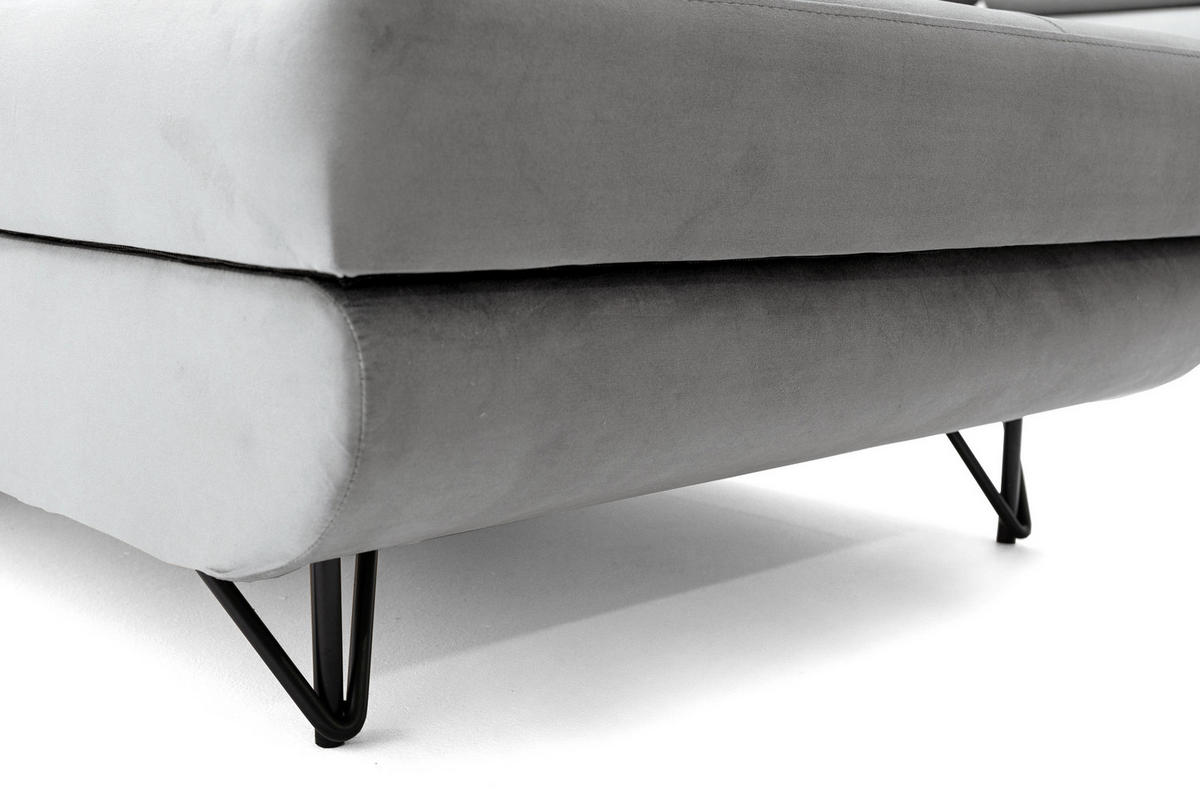 ECKSOFA U-Form JUNIOR U Rechts mit Schlaffunktion 128x254 Velours Grau - Schwarz/Grau, Holz/Textil (184/90/323cm) - Muffo