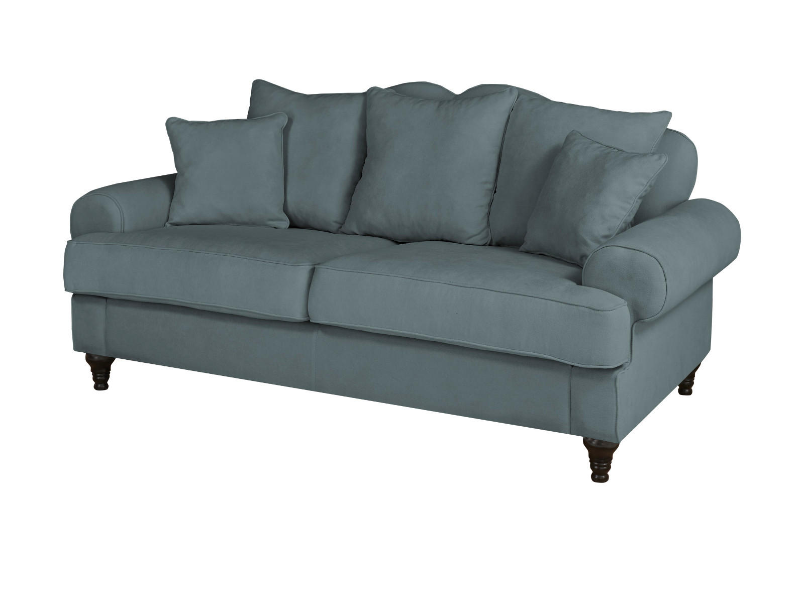 SOFA grau Landhaus, Couch 3-Sitzer 200 cm - Grau, Holz/Textil (200/95/100cm) - Furn.Design