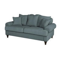 SOFA grau Landhaus, Couch 3-Sitzer 200 cm - Grau, Holz/Textil (200/95/100cm) - Furn.Design