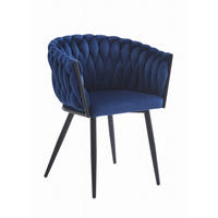 STUHL ARONA 1 Stück, Blau, Schwarze metallische Beine - Blau, Textil/Metall (61/79/55cm) - Komodee