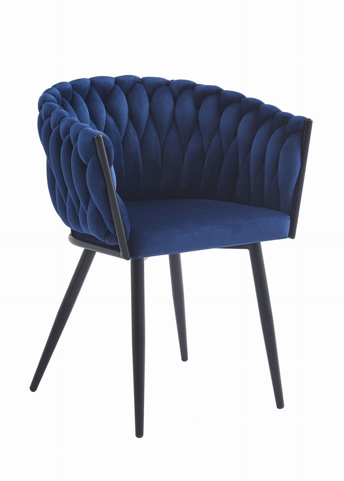 STUHL ARONA 1 Stück, Blau, Schwarze metallische Beine - Blau, Textil/Metall (61/79/55cm) - Komodee