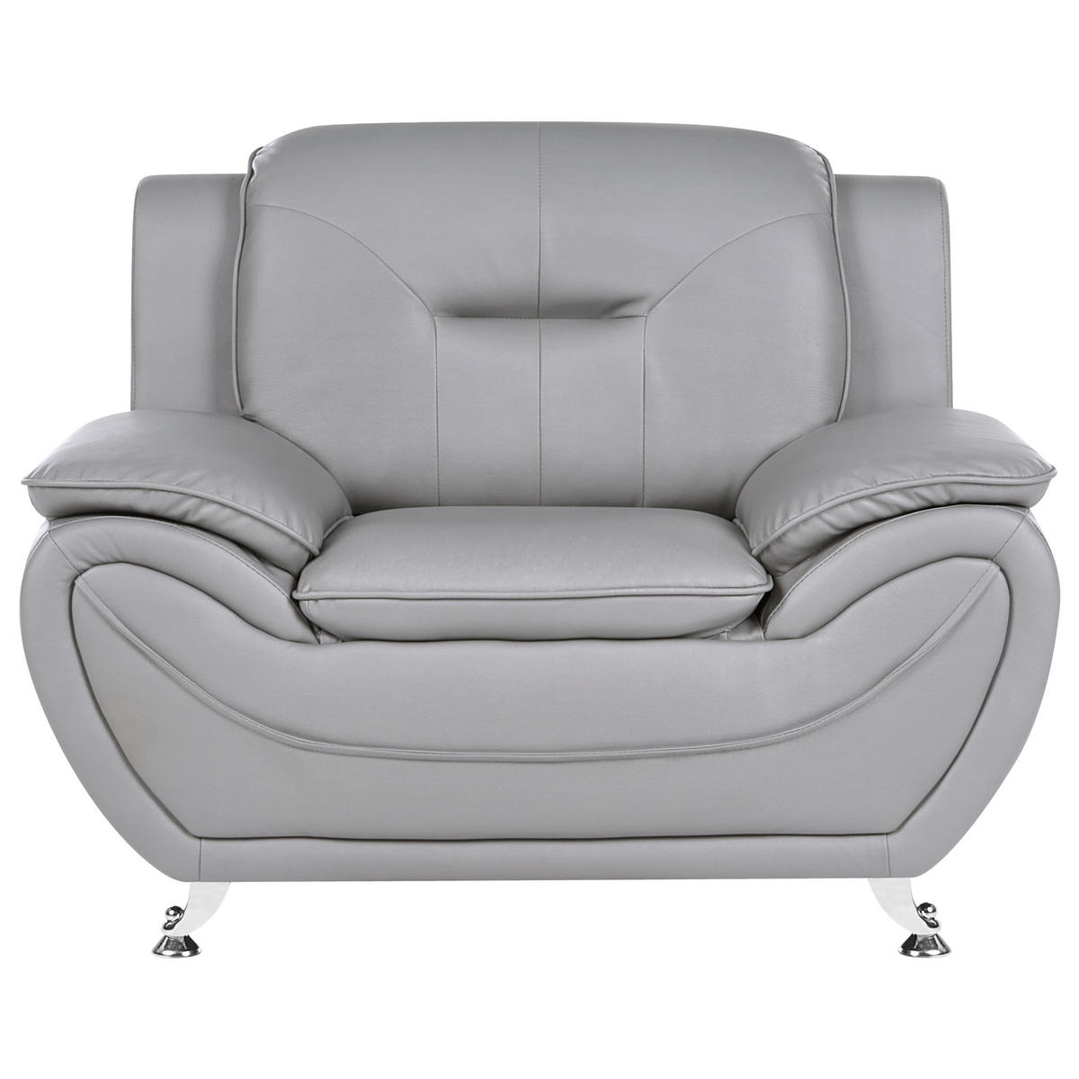 SESSEL Kunstleder Grau Leira - Dunkelgrau/Silberfarben, Kunststoff/Metall (111/86/78cm) - Beliani