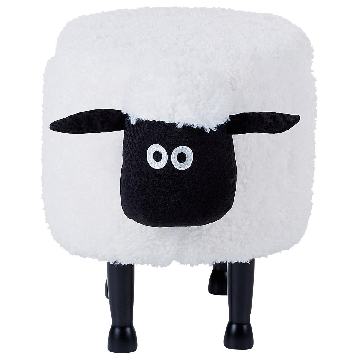 TIERHOCKER Sheep 35/55/40 cm - Weiß, Kunststoff/Textil (55/40/35cm) - Beliani