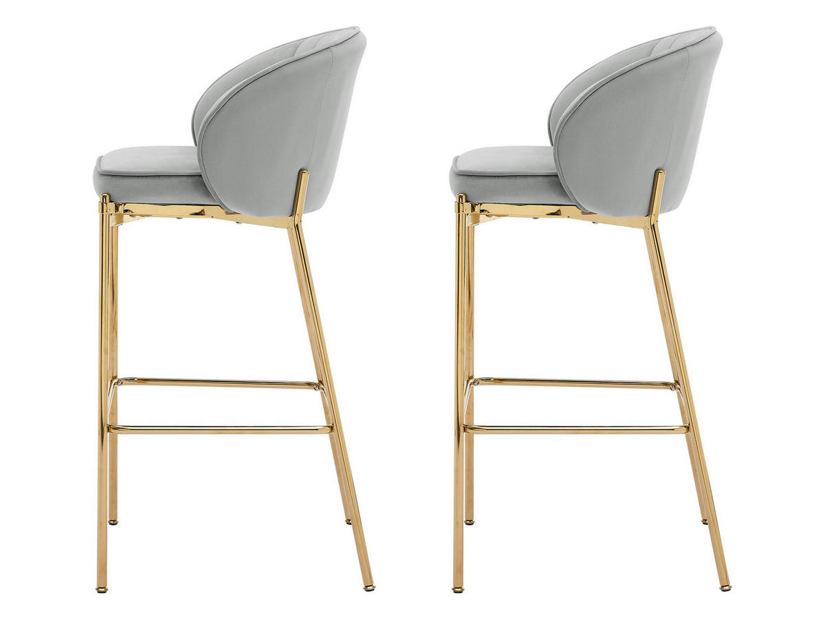 BARHOCKER-SET Muz BS-1258/GL - Goldfarben/Grau, Textil/Metall (55/101/51cm) - MIRJAN24