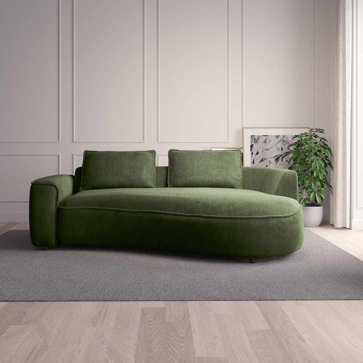 2,5-SITZER SOFA - Schwarz/Grün, Kunststoff/Textil (217/82/146cm) - home24