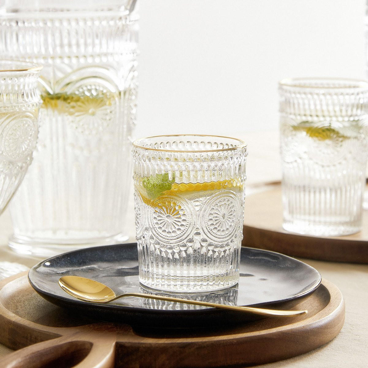 GLÄSER Barrel niedrig mit Goldrand 0,3 l 6er-Set - Transparent, Glas (0.3L) - Homla