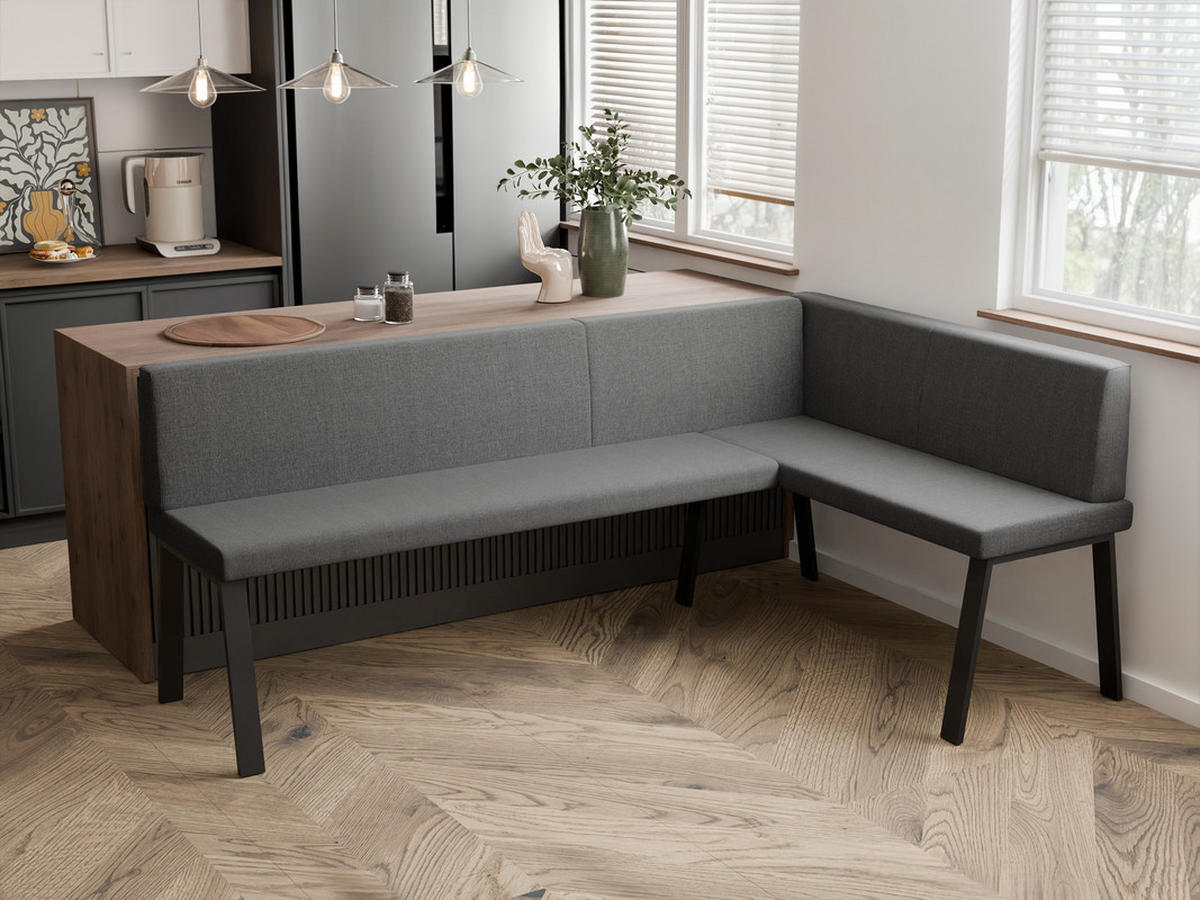 ECKBANK rechts MONO Y Webstoff glatt, 168/128 cm Dunkelgrau - Dunkelgrau, Textil/Metall (128/168cm) - Idohome