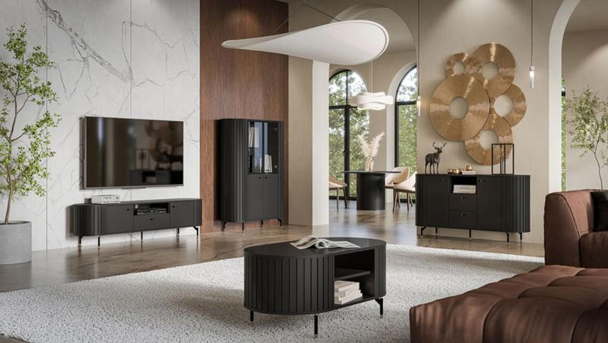 SIDEBOARD Zante Schwarz 150 cm - Goldfarben/Schwarz, Holzwerkstoff/Metall (150/81/40cm) - Selsey