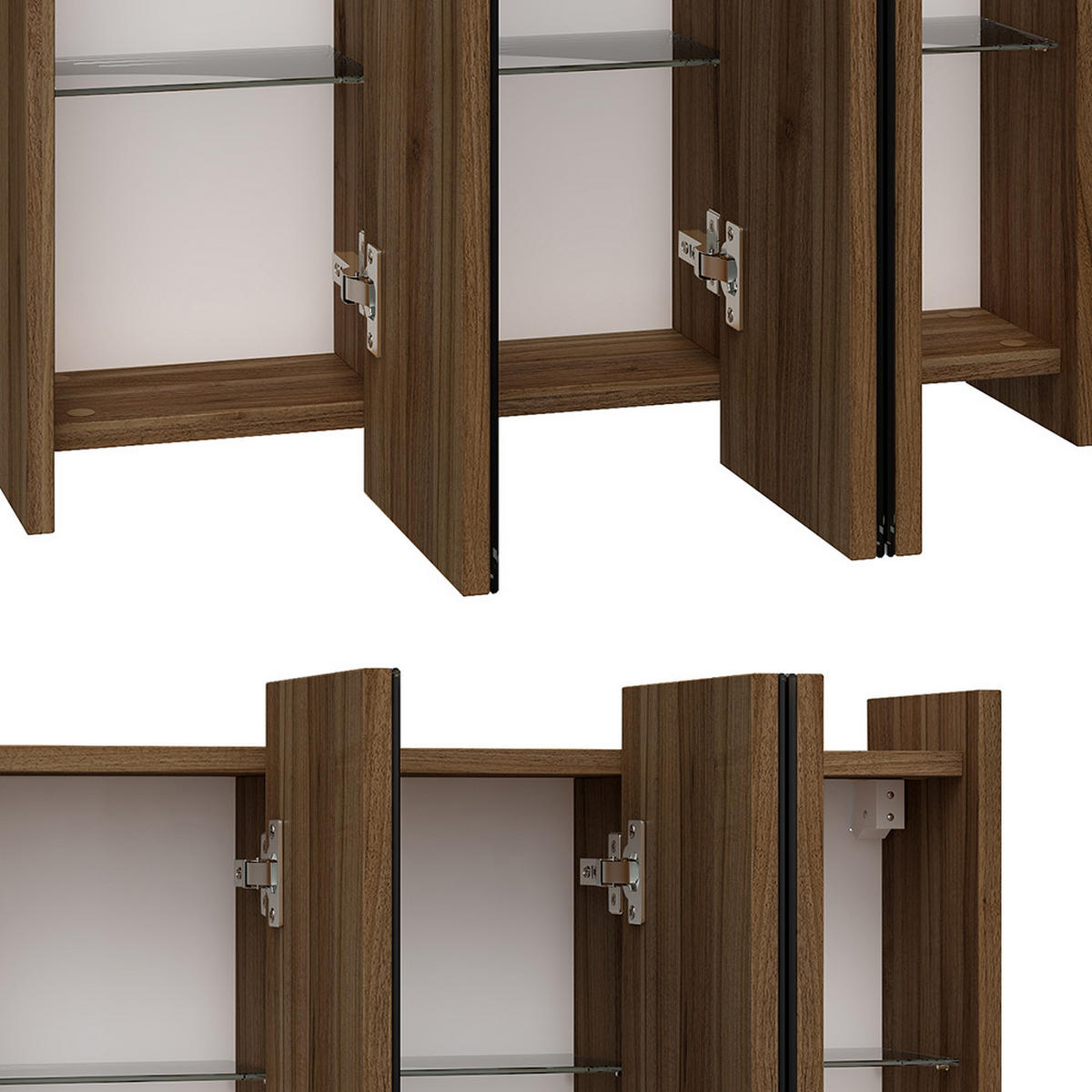 KOUPELNOVÁ ZRCADLOVÁ SKŘÍŇKA Majest Antracitový vysoký lesk - barva vlašského ořechu, kompozitní dřevo (67.4/68/17cm) - Vicco