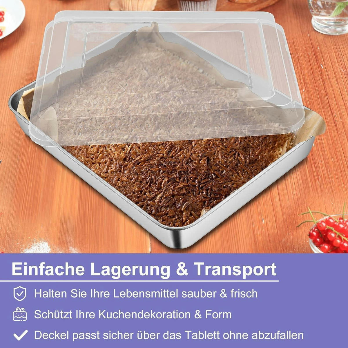 BACKBLECH mit Deckel 23,8 x 18 x 5 cm Edelstahl - Silberfarben, Metall (23.8/5/5cm)