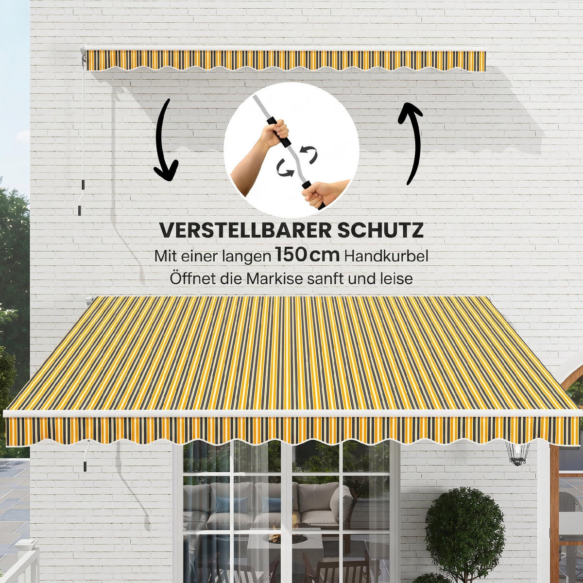 MARKISE Alu+Polyester Gelb+Grau - Gelb/Grau, Kunststoff/Metall (250/1/350cm) - Outsunny