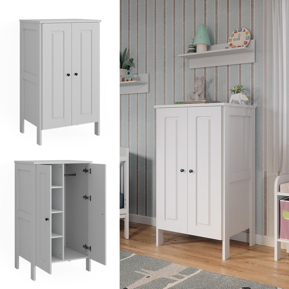 KINDERKLEIDERSCHRANK Ajaton Weiß 70 x 120.6 cm - Weiß, Holzwerkstoff (70/120.6/53.4cm) - VitaliSpa