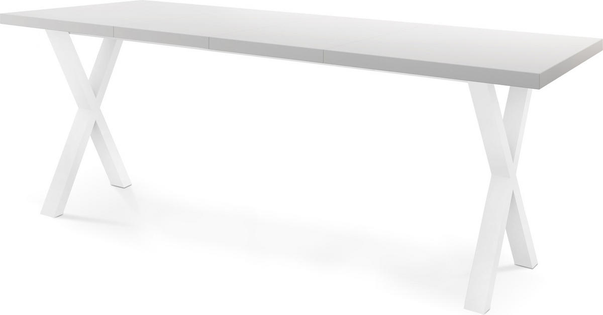 ESSTISCH Luiza rechteckig ausziehbar, Weiß 160-260/90/76 cm - Weiß, Holzwerkstoff/Metall (160/90/76cm) - WFL GROUP