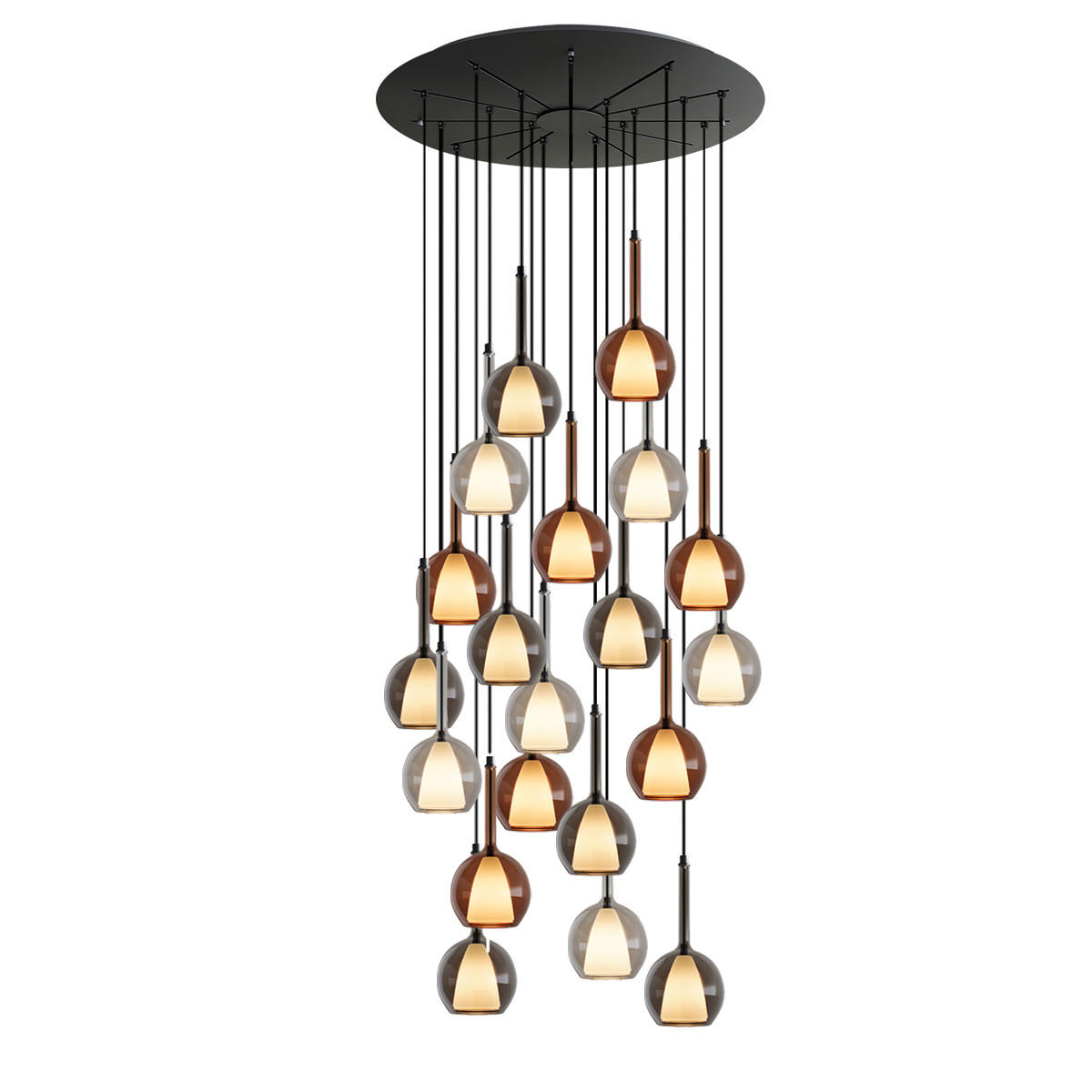 GALERIELEUCHTE Belluna 20-flammig Mehrfarbig Ø 14cm - Multicolor, Glas (14/14/35cm) - s.luce
