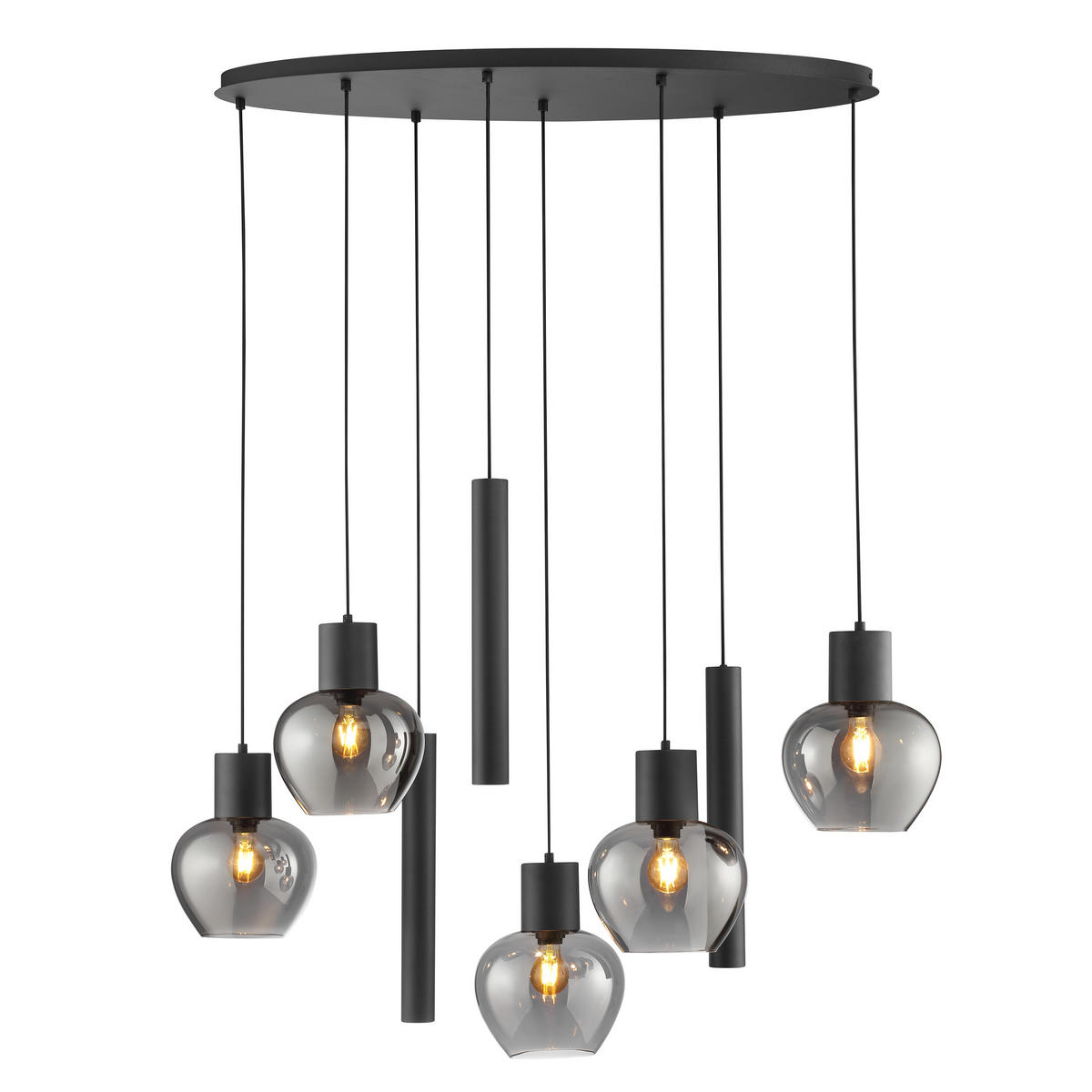 LED DECKENLEUCHTE Ligari Schwarz/Rauchglas 48/126/150 cm - Multicolor, Kunststoff (48/126/150cm) - Brilliant