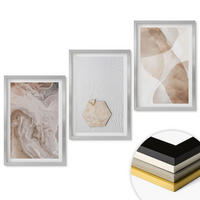 WANDBILDER 3er Set - 40x60 cm Silberner Rahmen - Designerabstraktion der Natur - Silberfarben, Kunststoff (40/60cm) - ArtPrintCave
