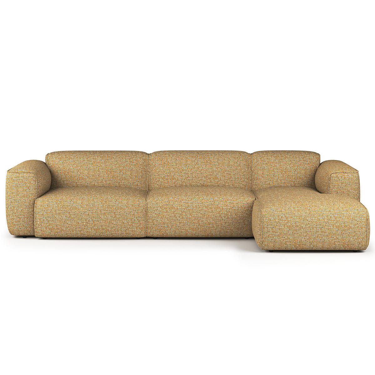 3-SITZER ECKSOFA mit Longchair - Schwarz/Honig, Kunststoff/Textil (317/173cm) - home24