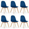 STUHL SORANO 6-er Set, Blau, mit Samtstoff gepolstert - Blau, Holz/Textil (45/82/54cm) - Komodee