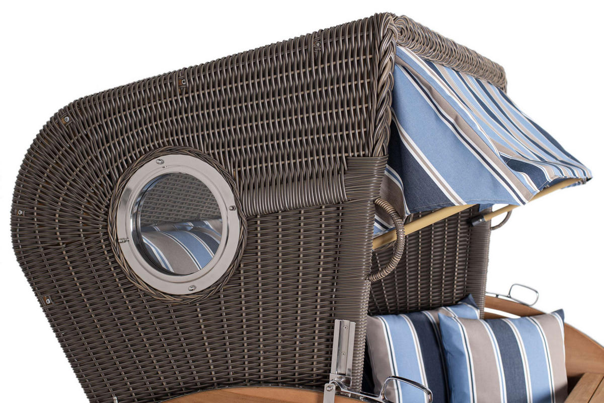 STRANDKORB XL Schillig Bullauge - Blau/Braun, Metall (142/170/95cm) - Mr. Deko