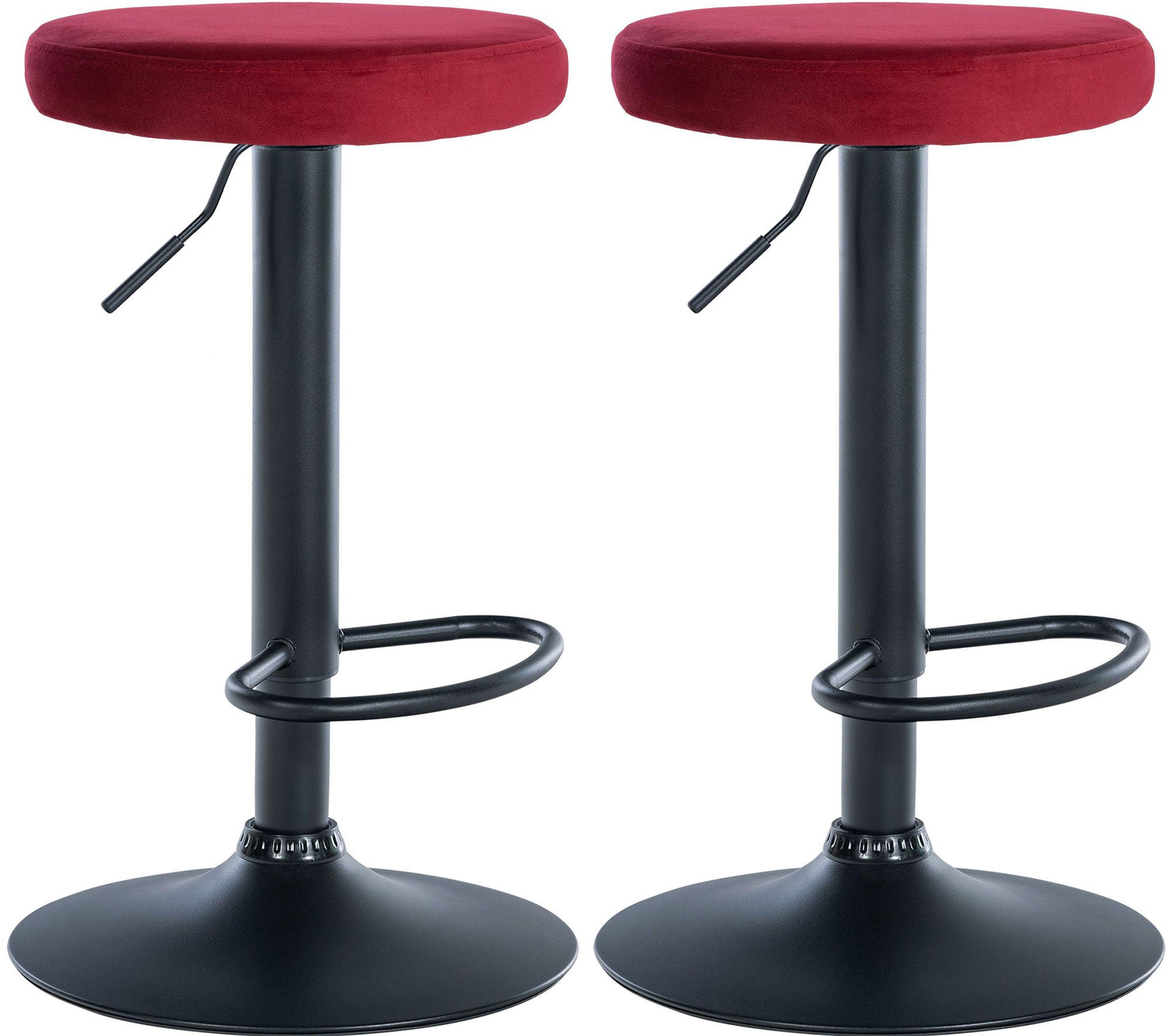 BARHOCKER Ponte Set 2-teilig 60-81 cm Rot Samt - Rot, Textil (38.5/60/38.5cm) - furnicato