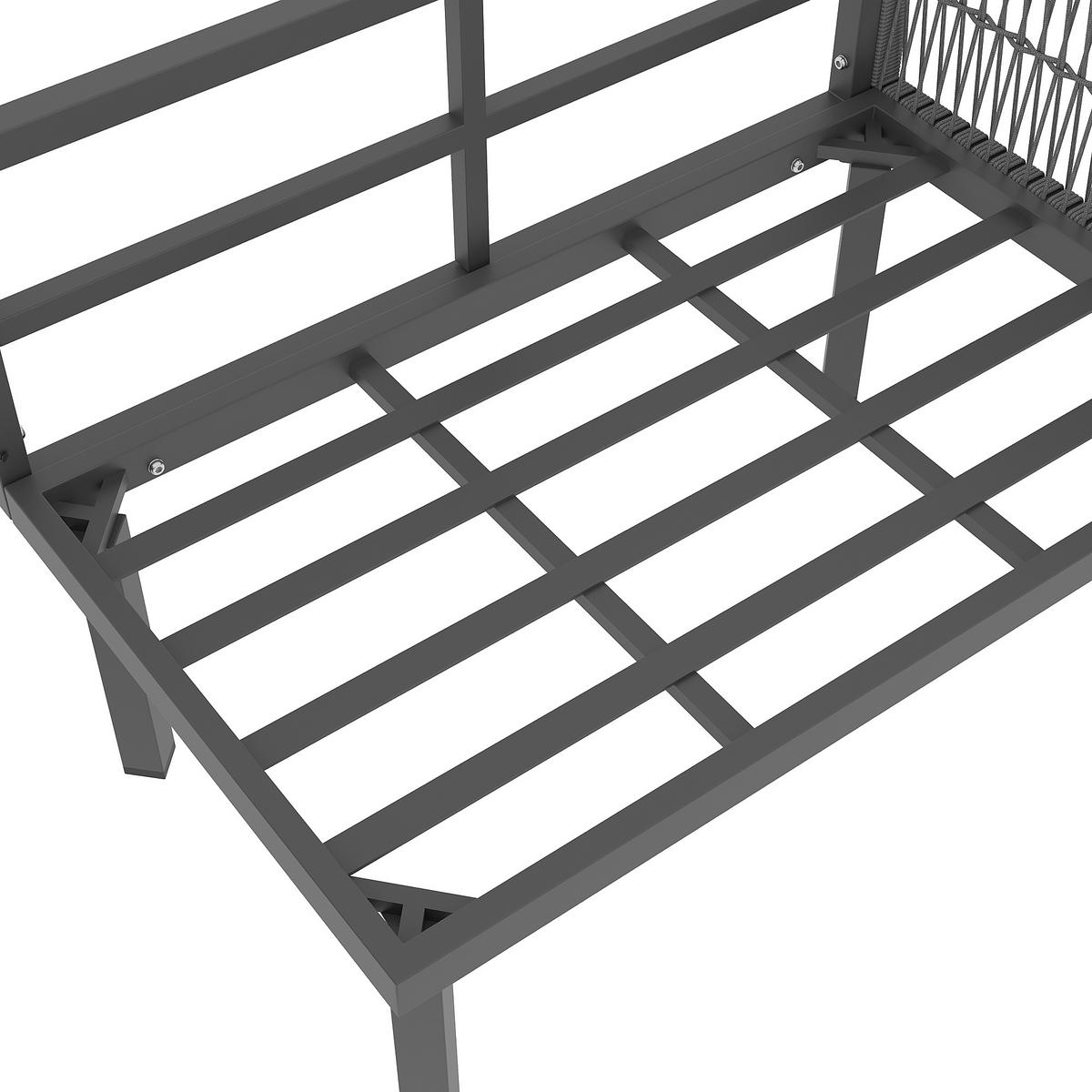 GARTENMÖBEL-SET Grau/Beige 6-teilig mit Seilgeflecht-Design inkl. Tisch & Sessel - Grau, Metall - PANGIVO