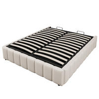 STAURAUMBETT 140/200 cm DE-04963, mit Hydraulik und ohne Kopfteil in Beige - Beige, Holzwerkstoff (140/200cm) - ComfortXL