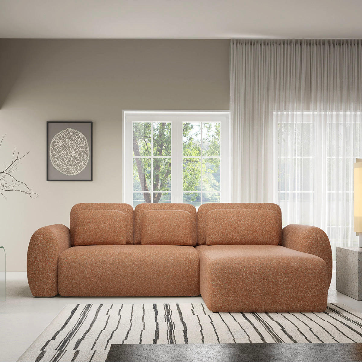 ECKSOFA Carmela 3 Sitzplätze Orange - Orange, Holz (304/190cm) - Petits-meubles