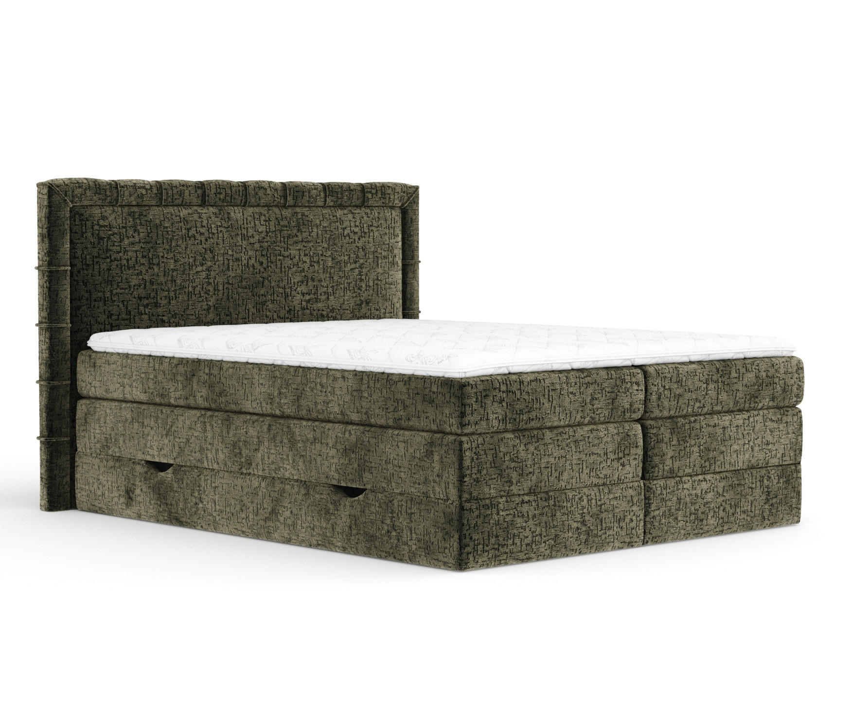BOXSPRINGBETT Rosabel Olivenfarbe 160/200 cm mit Matratze und Topper - Schwarz/Olivgrün, Holz/Holzwerkstoff (160/200cm) - Maison de Reve