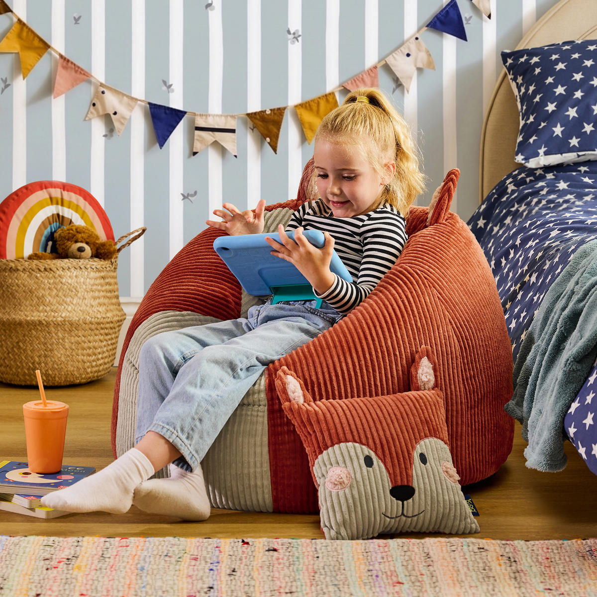 KINDERSITZSACK Cord Fuchs - Terracotta, Textil (74/53/74cm) - icon