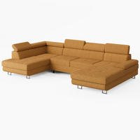 WOHNLANDSCHAFT MARRY Links Gelb Cord-Stoff mit Schlaffunktion und zwei Bettkästen - Gelb, Holz/Metall (335/90/190cm) - Barchello