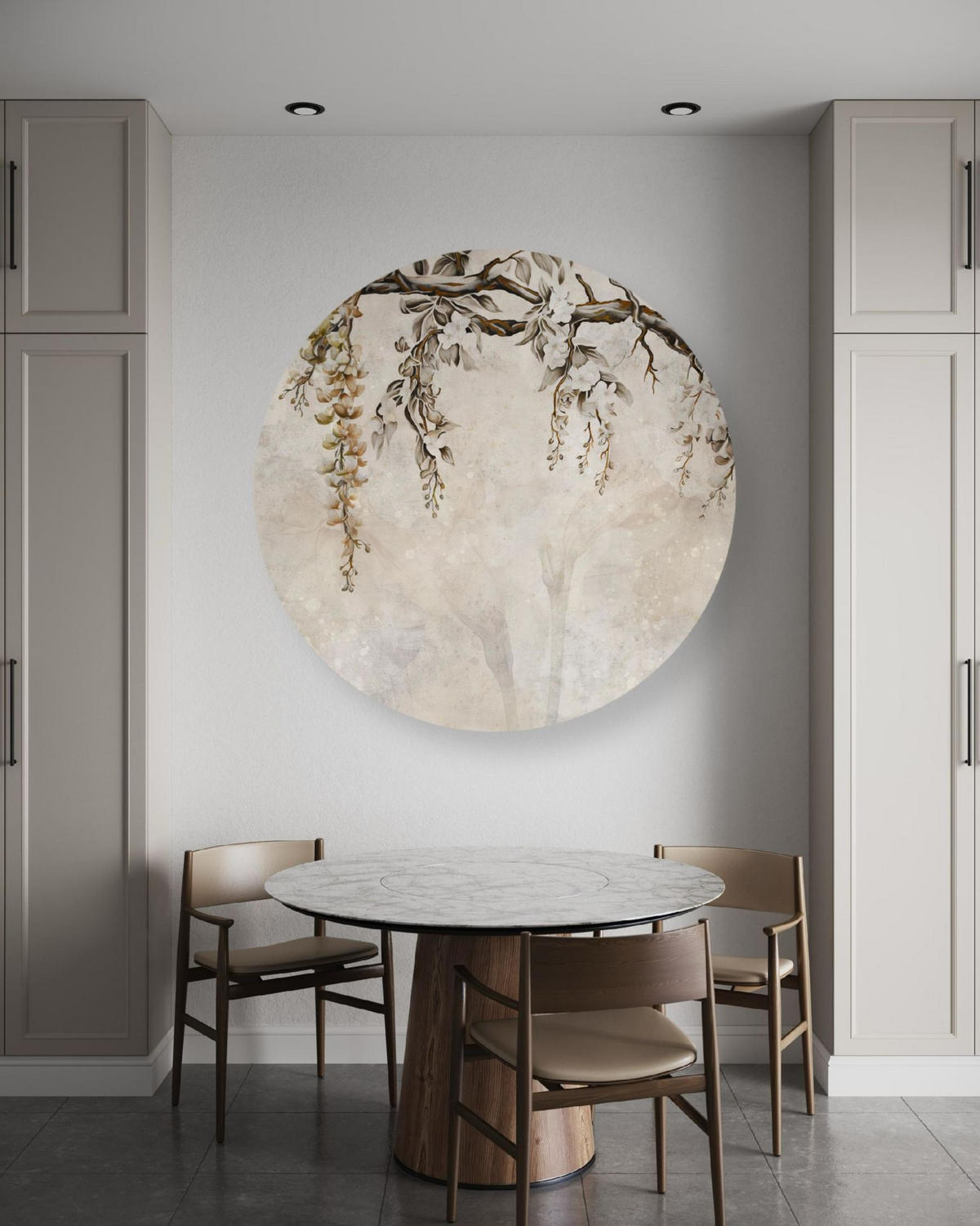 RUNDES BILD Grau 40/40 cm - Grau, Textil (40/40cm) - KUNSTLOFT