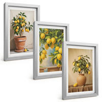 BILDER SET 3er Set - 20x30 cm Silberner Rahmen - Zitronenbäumchen im Topf und in der Vase - Silberfarben, Kunststoff (20/30cm) - TULUP