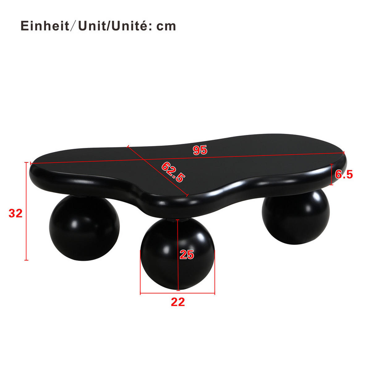 COUCHTISCH Cloud-Form LED 16-Farben Modern Schwarz - Schwarz, Holz (53.34/45.09/30.48cm) - FLIEKS