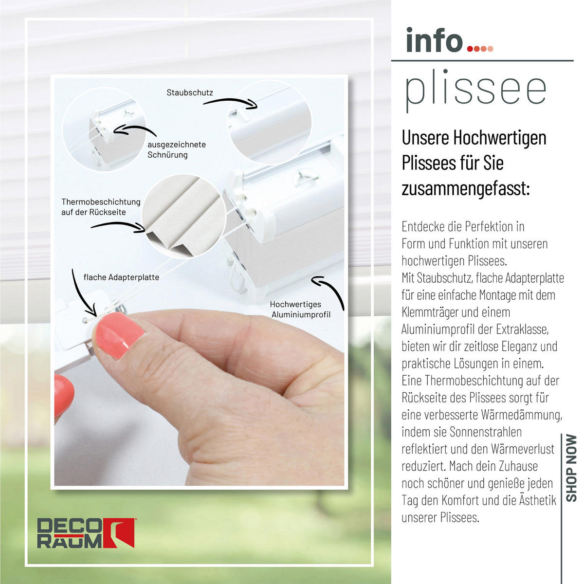 PLISSEE Thermo Basic 75 x 210cm Klemmfix ohne Bohren - Weiß, Textil (75/210/210cm) - Deco-Raum