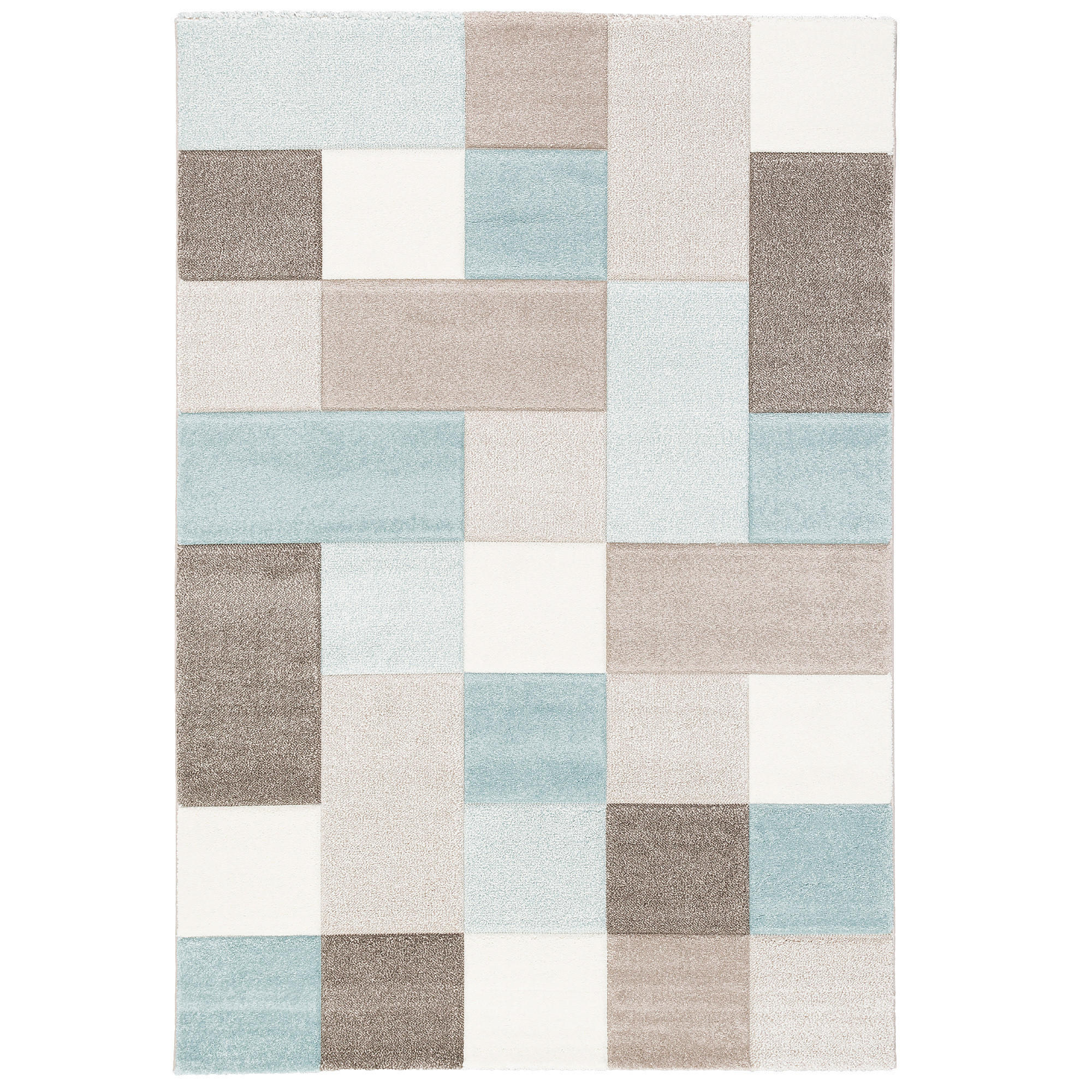 DESIGNER TEPPICH MAUI PASTELL BLAU BEIGE KARO - Blau/Beige, Textil (160/230cm) - Pergamon