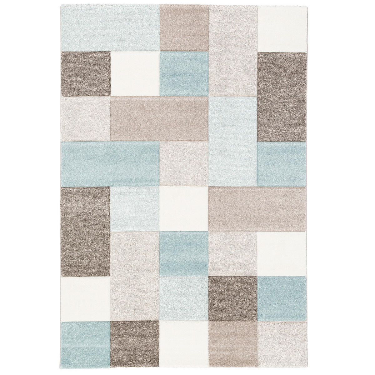 DESIGNER TEPPICH MAUI PASTELL BLAU BEIGE KARO - Blau/Beige, Textil (160/230cm) - Pergamon