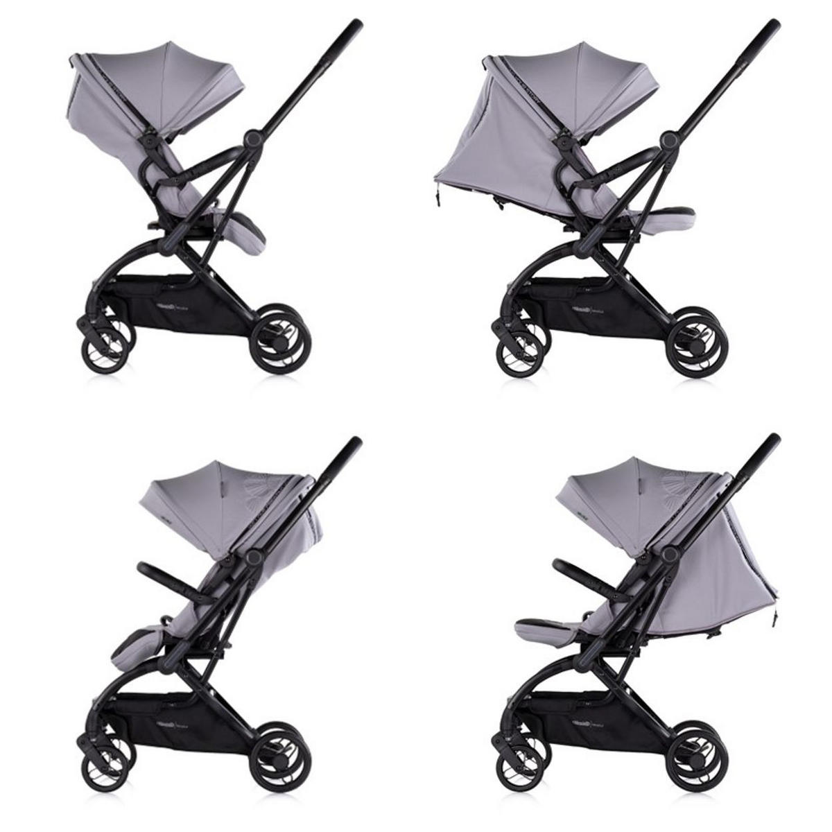 KINDERWAGEN Revolut grau Sitz 360 Grad drehbar, verstellbar, EVA-Reifen - Grau, Metall (57/48/109cm) - Chipolino