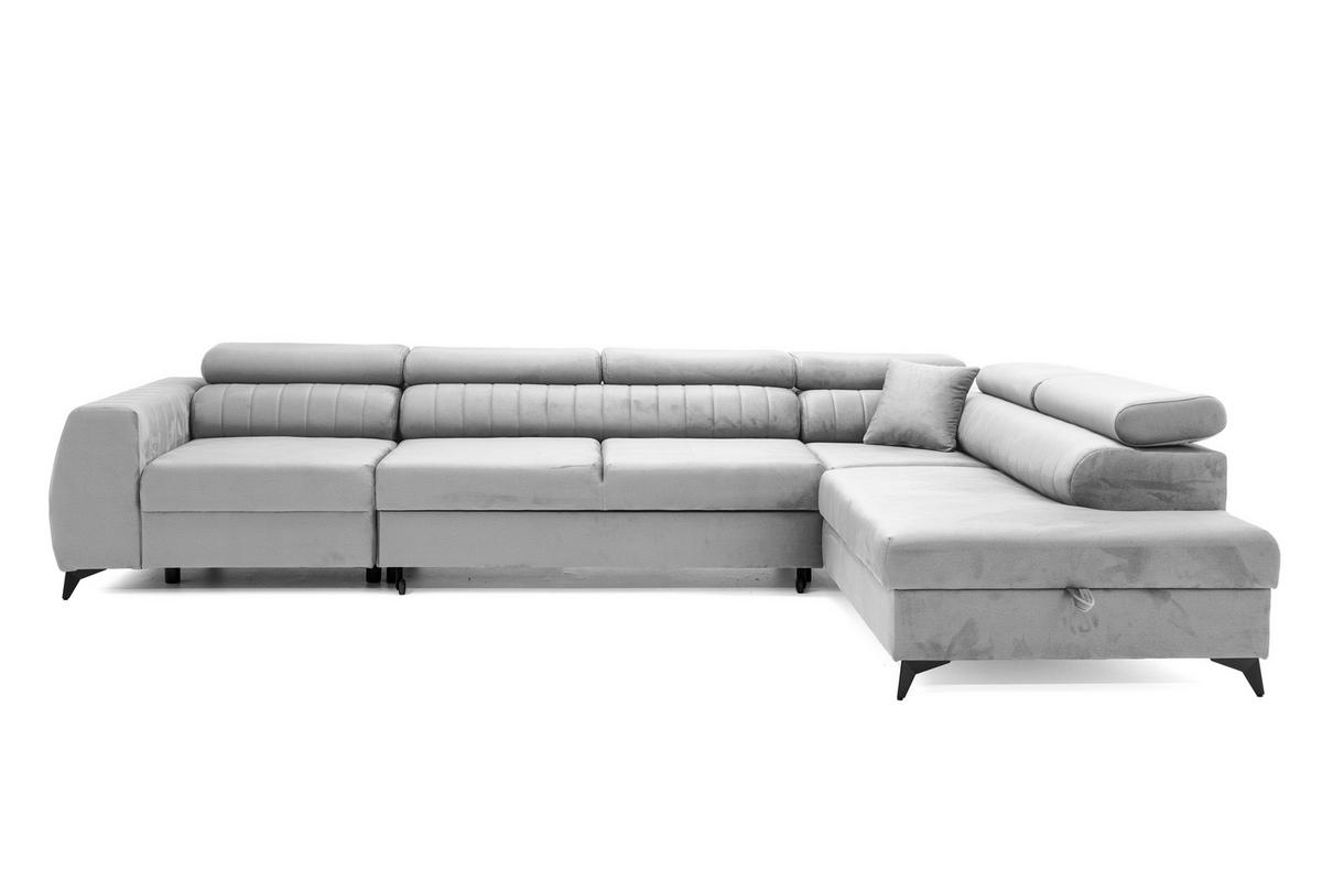 ECKSOFA PIERO MAXI Rechts mit Schlaffunktion 195x125 Velours Grau - Schwarz/Grau, Holz/Textil (203/350cm) - Muffo