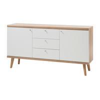 SIDEBOARD weiß, Eiche Riviera, Kommode skandinavisch, 160 x 83 cm - Eichefarben/Weiß, Holz/Holzwerkstoff (160/83/40cm) - Furn.Design
