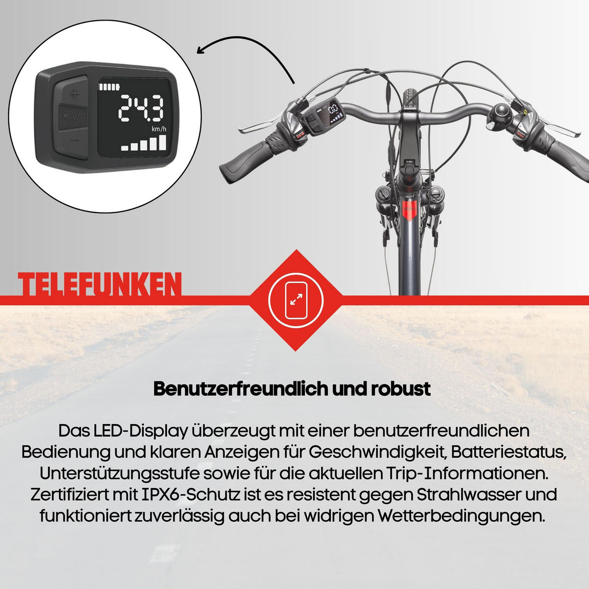 E-BIKE XT485 Trekking Elektrofahrrad 21-Gang Shimano Kettenschaltung, Pedelec, 14,5Ah, 37V Akku - Anthrazit, Metall (112cm) - Telefunken