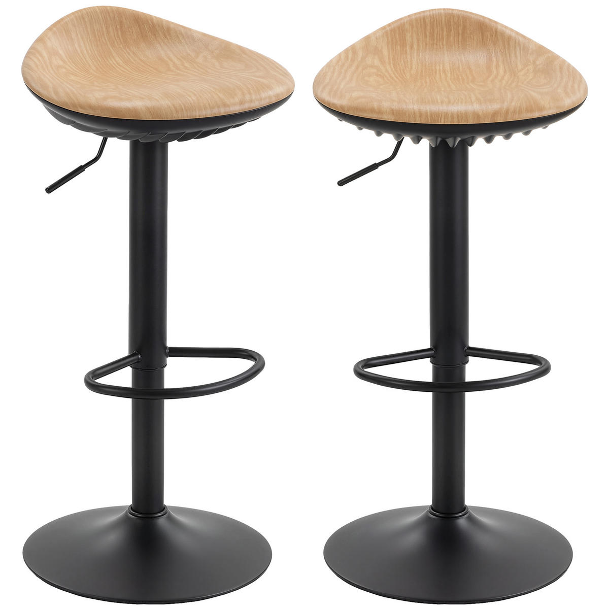 BARHOCKER 2er-Set DE-14811 höhenverstellbar & schwenkbar Eiche - Eichefarben, Metall (40/84/40cm) - ComfortXL