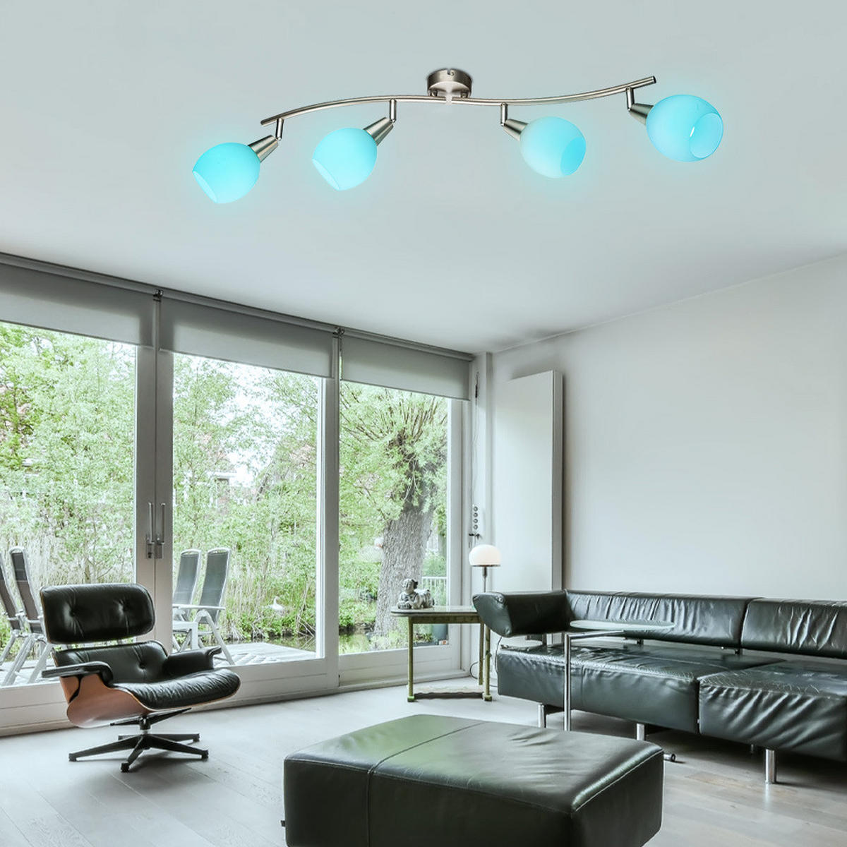 LED DECKENLEUCHTE Elliott Silber Metall Glas - Silberfarben, Glas (70/31.5/23cm) - Globo Lighting