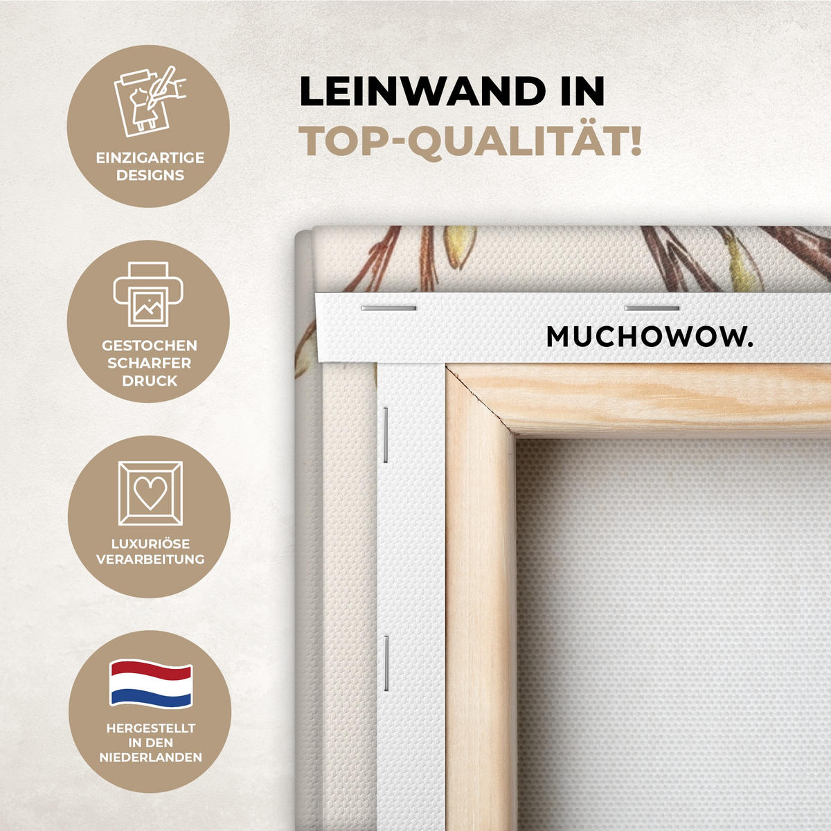 LEINWANDBILD Osterkuchen - Schleife - Eier Wandbilder 80x60 cm - Creme, Textil (80/60cm) - MuchoWow