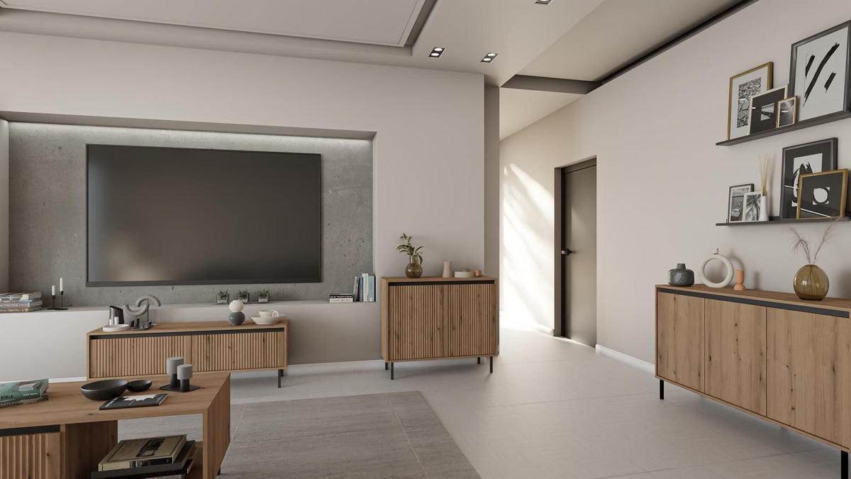 TV-SCHRANK auf Füßen CIAO eiche evoke - Beige, Holzwerkstoff (179/65/40cm) - Compleo24