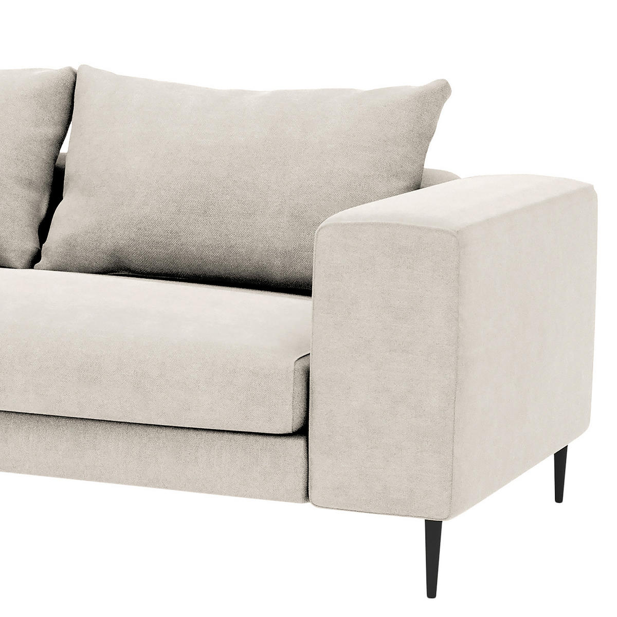 ECKSOFA mit Longchair - Schwarz Hochglanz/Beige, Textil/Metall (315/170cm) - home24