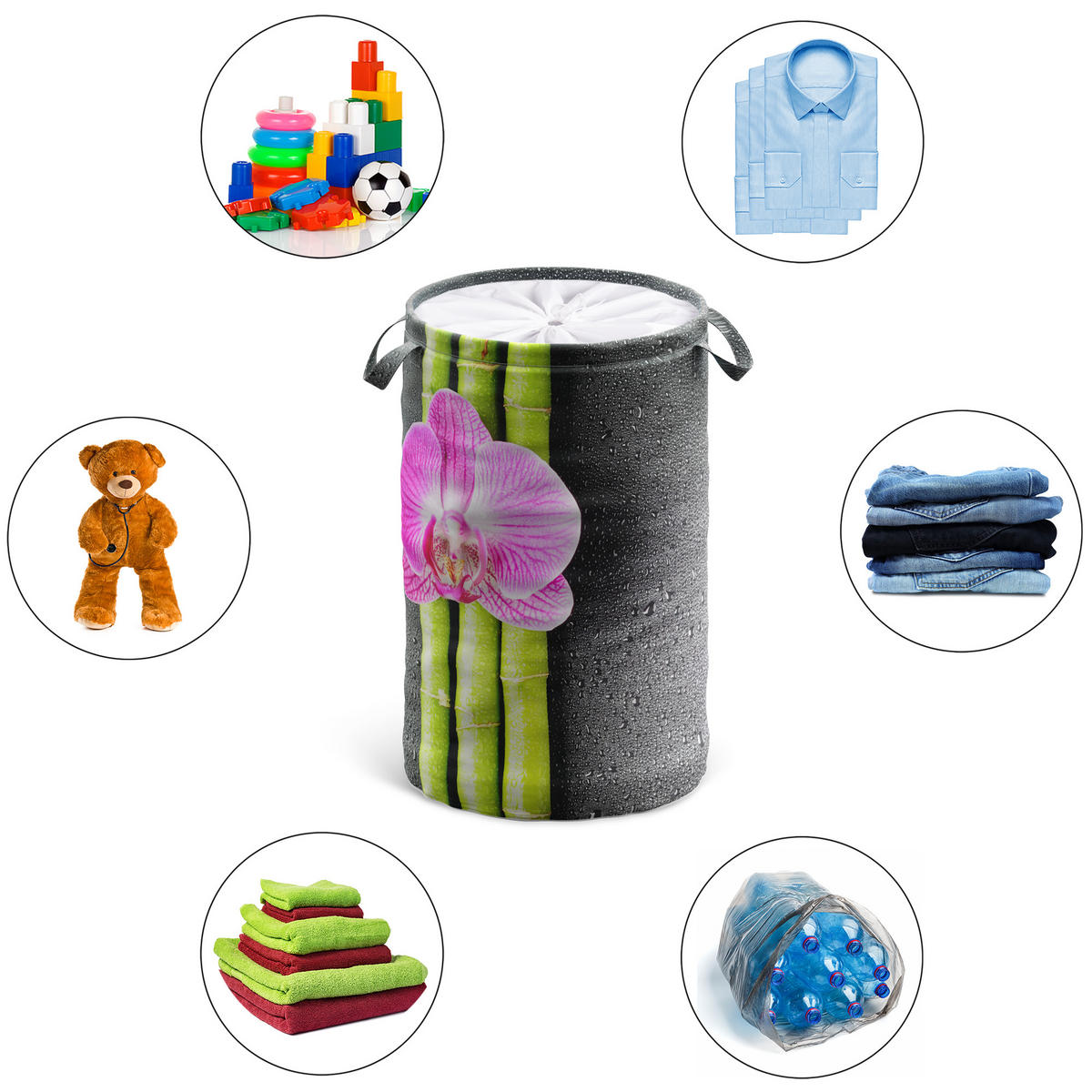 WÄSCHEKORB Asia - Dunkelgrau, Textil (37/55/55cm) - Sanilo